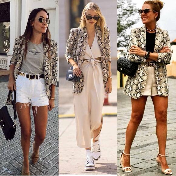 Zara Jackets & Blazers - Zara Basic Blogger Favorite Oversized Tan Animal Snake Skin Print Blazer XL